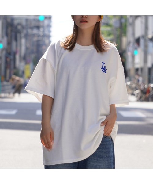セール オーバーサイズ Tシャツ メンズ ビッグtシャツ レディース ビッグシルエット トップス 半袖 カットソー クルーネック ビッグt La ロゴ 刺繍 ワンポイ ワンフォークロージング 1111clothing Magaseek