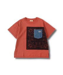 BRANSHES(ブランシェス)/【ゆったりシルエット】バンダナプリント半袖Tシャツ/レッド