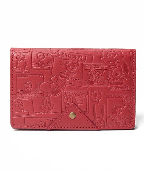 SNOOPY Leather Collection(スヌーピー)/SNOOPY/スヌーピー/ヴィンテージコミック柄名刺入れ/本革/RED