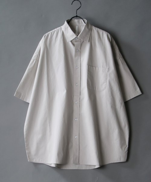 SITRY(SITRY)/★【SITRY】Oversize Drop shoulder broadcloth shirt/オーバーサイズ ドロップショルダー ブロード 半袖シャツ メンズ/ベージュ