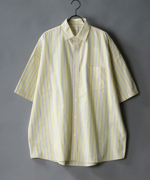 SITRY(SITRY)/★【SITRY】Oversize Drop shoulder broadcloth shirt/オーバーサイズ ドロップショルダー ブロード 半袖シャツ メンズ/イエロー