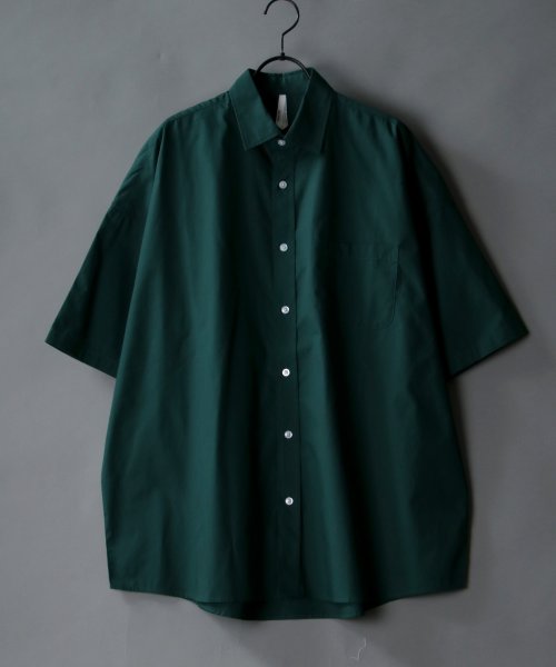 SITRY(SITRY)/★【SITRY】Oversize Drop shoulder broadcloth shirt/オーバーサイズ ドロップショルダー ブロード 半袖シャツ メンズ/グリーン