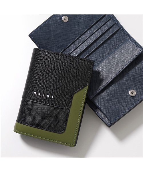 セール Marni マルニ 二つ折り財布 Pfmi0046q0 Lv5 メンズ サフィアーノレザー 小銭入れ付き バイカラー ミニ財布 Z2p37 マルニ Marni Magaseek