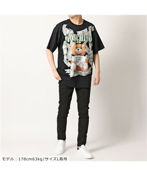 MOSCHINO(モスキーノ)/【MOSCHINO(モスキーノ)】半袖 Tシャツ V0701 5440 メンズ カットソー ロゴT クルーネック コットン オーバーサイズ テディベア /ブラック