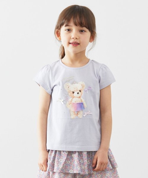 anyFAM（KIDS）(エニファム（キッズ）)/動物ドレス 半袖Tシャツ/サックスブルー×クマ