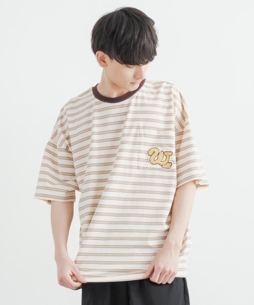 セール Tシャツ 先染めボーダー 半袖 カットソー メンズ レディース ビッグシルエット オーバーサイズ ゆったり ルーズ ワイド クルーネック 胸ポケット サガラ刺繍 ロッキーモンロー Rocky Monroe Magaseek セール Tシャツ 先染めボーダー 半袖 カットソー メンズ レディース ビッグシルエット オーバーサイズ ゆったり ルーズ ワイド クルーネック 胸ポケット サガラ刺繍 ロッキーモンロー Rocky Monroe Magaseek