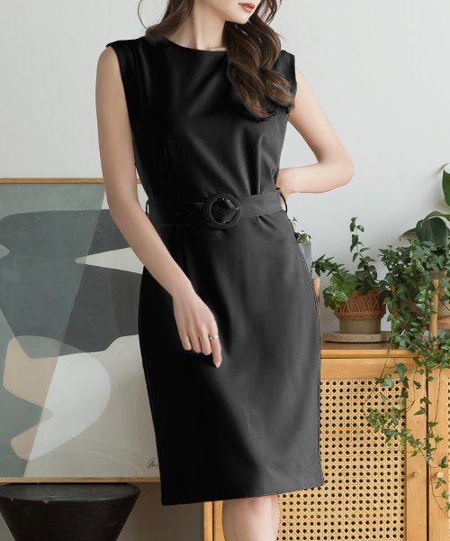 セール ジュリアブティック Julia Boutique ベルト付きノースリーブタイトワンピース Magaseek