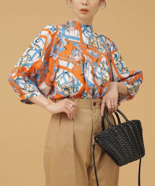 セール Lb 03 スカーフプリントブラウス 長袖 ナノ ユニバース Nano Universe Magaseek