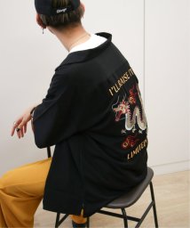 VENCE　EXCHANGE(ヴァンス　エクスチェンジ)/ドラゴンバック刺繍半袖ベトシャツ/ブラック