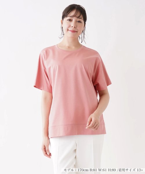 Leilian PLUS HOUSE(レリアンプラスハウス)/クルーネックTシャツ【my perfect wardrobe】/ローズピンク