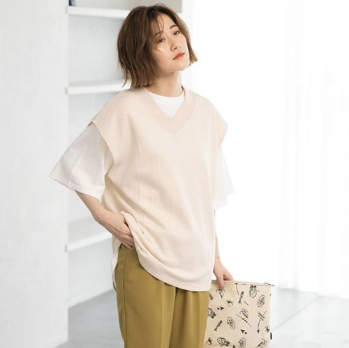 セール ワッフル素材ｖネックベスト ジーラ Geera Magaseek