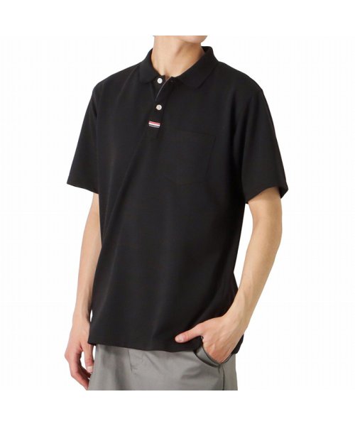 MAC HOUSE(men)(マックハウス（メンズ）)/SARARI サラリ 鹿の子デザインポロシャツ QMH/03844SS/ブラック