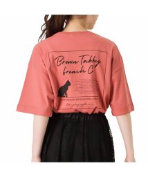 MAC HOUSE(women)(マックハウス（レディース）)/T－GRAPHICS ティーグラフィックス 猫プリントTシャツ 722008－MH/レッド