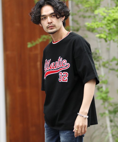 セール ラインリブフェルト刺繍tシャツ Tシャツ メンズ おしゃれ ティーシャツ 半袖 カットソー トップス クルーネック ビッグシルエット オーバーサイズ ジギーズショップ Jiggys Shop Magaseek