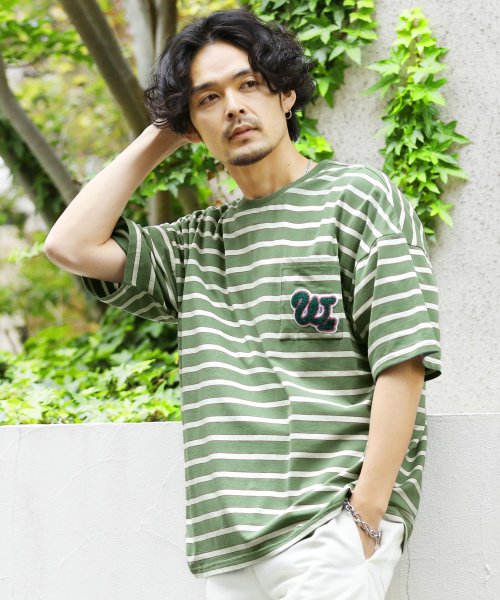 セール 先染めボーダーポケ付きサガラ刺繍tシャツ Tシャツ メンズ おしゃれ ティーシャツ 半袖 カットソー トップス メンズファッション クルーネック ジギーズショップ Jiggys Shop Magaseek