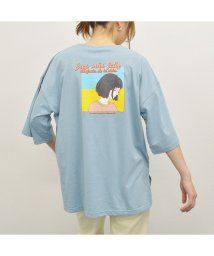 Spiritoso(スピリトーゾ)/天竺 ベーシックTシャツ(横顔ガール イラスト) /ブルー