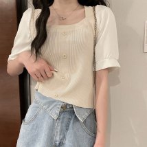 miniministore(ミニミニストア)/異素材シフォンサマーニット  レディース/ベージュ