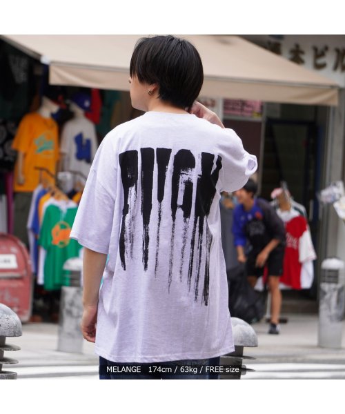 セール オーバーサイズ Tシャツ メンズ ビッグtシャツ レディース ビッグシルエット トップス 半袖 カットソー クルーネック プリントtシャツ メランジ ブラック ワンフォークロージング 1111clothing Magaseek