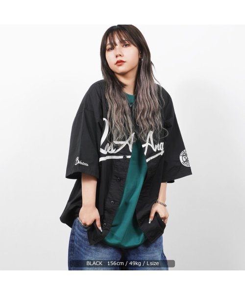 セール ワンフォークロージング 1111clothing ベースボールシャツ ストリート オーバーサイズ シャツ 半袖 メンズ ゲームシャツ 5分袖 ビッグシルエット トップス 半袖シャツ レディース カレッジロゴ 刺 Magaseek