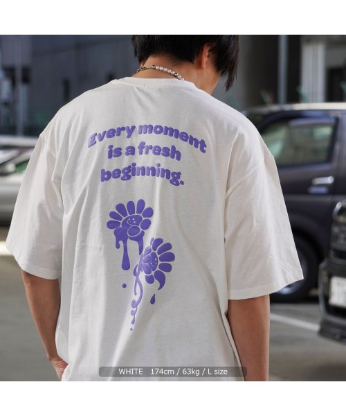 オーバーサイズ Tシャツ メンズ ビッグtシャツ レディース ビッグシルエット トップス 半袖 綿100 カットソー クルーネック バックプリント ロゴ 白 ワンフォークロージング 1111clothing Magaseek