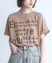 osharewalker(オシャレウォーカー)/『グラフィカルロゴTシャツ』/ピンクベージュ