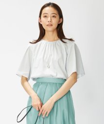 J.PRESS LADIES（LARGE SIZE）(J．プレス　レディス（大きいサイズ）)/【洗える】 ポリエステル ラミー Poplin ボリューム スリーブ ブラウス/ライトグレー系