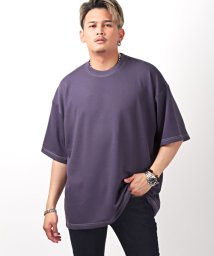 LUXSTYLE(ラグスタイル)/冷感ダンボール素材Tシャツ/Tシャツ メンズ 半袖 ビッグシルエット ダンボール素材 冷感/パープル