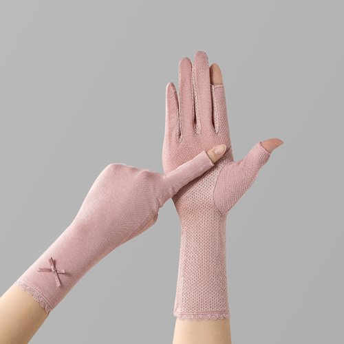 miniministore(ミニミニストア)/手袋 リボン レディース 紫外線対策/ダークピンク
