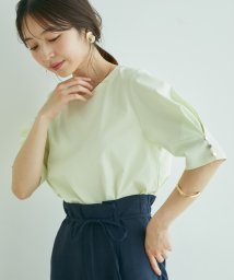 VIS(ビス)/【EASY CARE】シルケットスムースタックボリュームスリーブTシャツ/ライトグリーン（33）