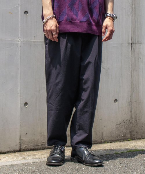 GLOSTER(GLOSTER)/【WORK ABOUT/ワークアバウト】SAHARA PANTS イージーパンツ ワンタック/ダークネイビー