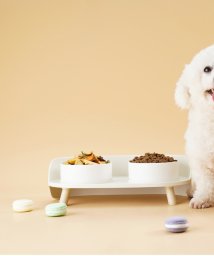 aimoha(aimoha（アイモハ）)/陶器製脚付ダブル食器ペットボウル 犬 猫 ネコらくらく 抱っこ ペットスリング /ホワイト