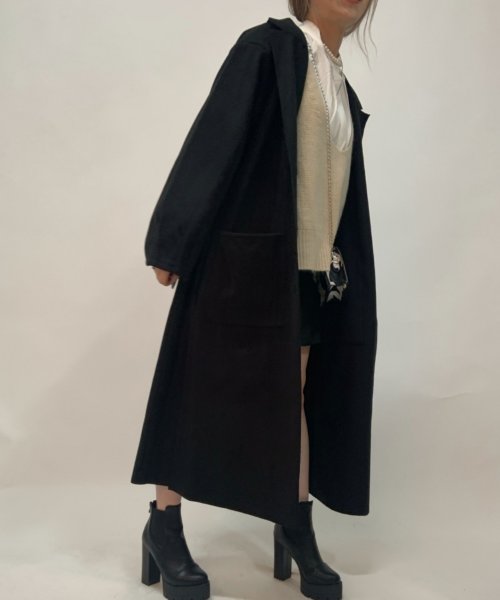 aimoha(aimoha（アイモハ）)/後タックシングルロングテーラードコート 韓国ファッション ワンピース/ブラック