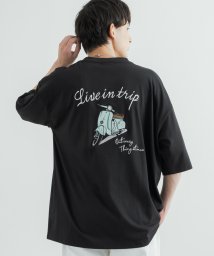 Rocky Monroe(ロッキーモンロー)/Tシャツ 半袖 カットソー メンズ レディース ビッグシルエット オーバーサイズ ゆったり ルーズ ワイド クルーネック スーベニア刺繍 バイク スクーター T/ブラック