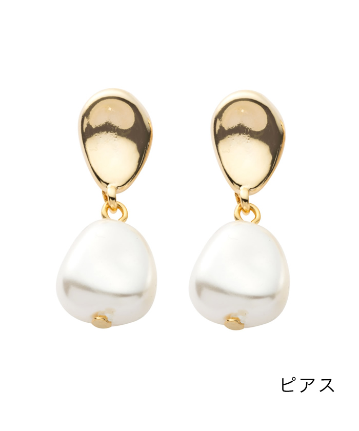 メタル×艶めくバロックパール風イヤリング/ピアス(504714829