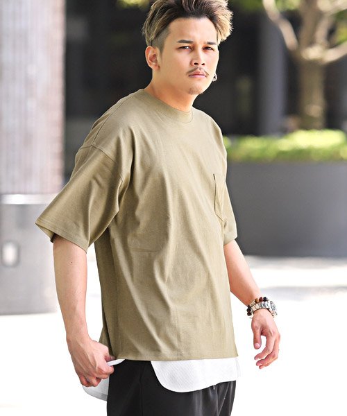 セール ワッフルタンクトップ ヘビーウェイトtシャツ Tシャツ タンクトップ 半袖 メンズ アンサンブル 2点セット 重ね着 レイヤード ラグスタイル Luxstyle Magaseek