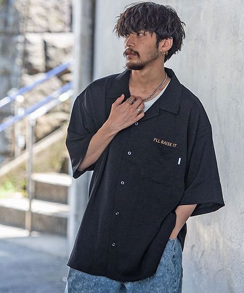 Nativ Magic 龍刺入りオープンカラー半袖シャツ メンズ 半袖 トップス ブランド おしゃれ 刺繍 龍 竜 ビッグシルエット インナー 大きいサイズ ユ エスビーセレクト Sb Select Magaseek