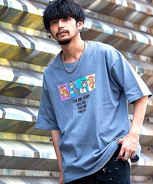 Tom Jerry ロゴプリント 刺繍クルーネック半袖ビッグtシャツ メンズ 半袖 Tom Jerry トムとジェリー ブランド おしゃれ キャラクター プリン エスビーセレクト Sb Select Magaseek