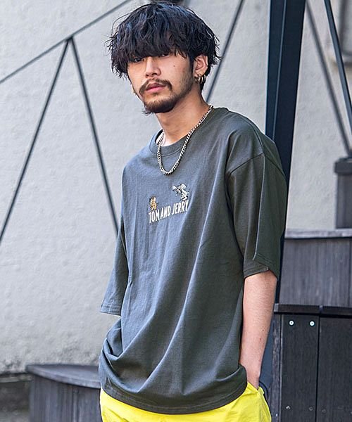 Tom Jerry ロゴプリント 刺繍クルーネック半袖ビッグtシャツ メンズ ブランド おしゃれ 半袖 Tom Jerry トムとジェリー キャラクター プリン エスビーセレクト Sb Select Magaseek