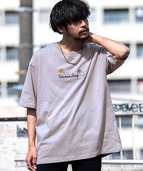 Tom Jerry ロゴプリント 刺繍クルーネック半袖ビッグtシャツ メンズ ブランド おしゃれ 半袖 Tom Jerry トムとジェリー キャラクター プリン エスビーセレクト Sb Select Magaseek