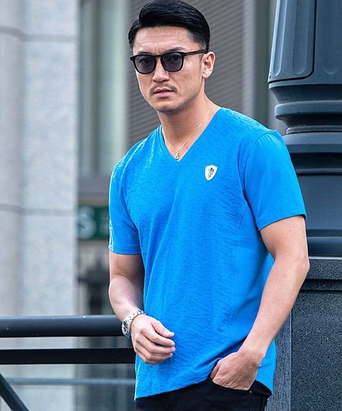 Viola ジャガード切り替えvネック半袖ストレッチtシャツ ヴィオラ ビオラ Tシャツ メンズ 半袖 ブランド おしゃれ トップス カットソー Vネック スト ヴィオラ Viola Magaseek