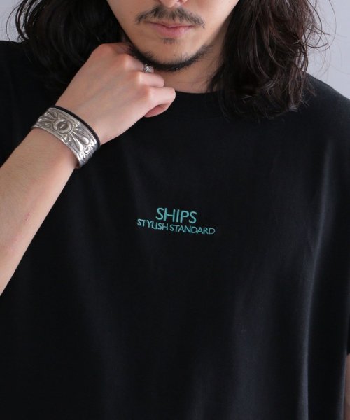 SHIPS MEN(シップス　メン)/*SHIPS: STYLISH STANDARD ロゴ 刺繍 Tシャツ/ダークグレー