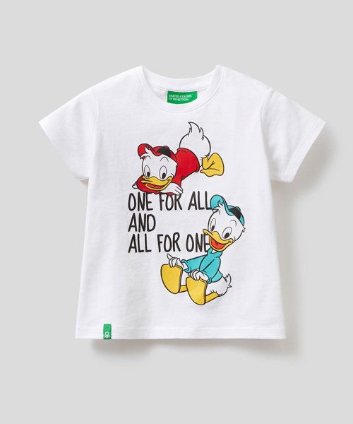 BENETTON (UNITED COLORS OF BENETTON BOYS)(ユナイテッド　カラーズ　オブ　ベネトン　ボーイズ)/【Disney（ディズニー）コラボ】キッズヒューイデューイルーイ半袖Tシャツ・カットソーB/ホワイト