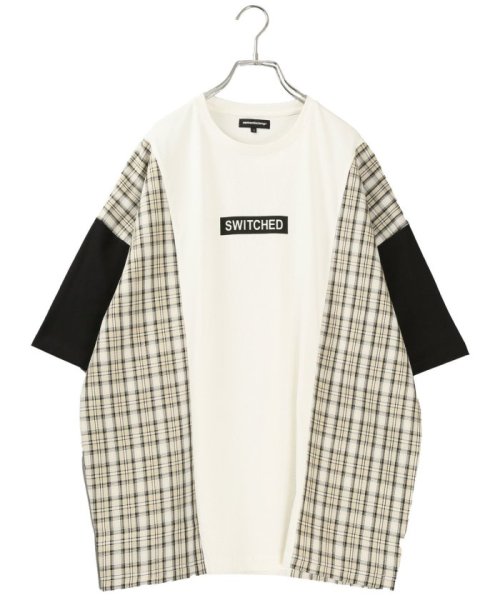 semanticdesign(セマンティックデザイン)/サイドチェック クルーネック 半袖BIG 半袖 メンズ Tシャツ カットソー カジュアル インナー ビジネス ギフト プレゼント/ホワイト
