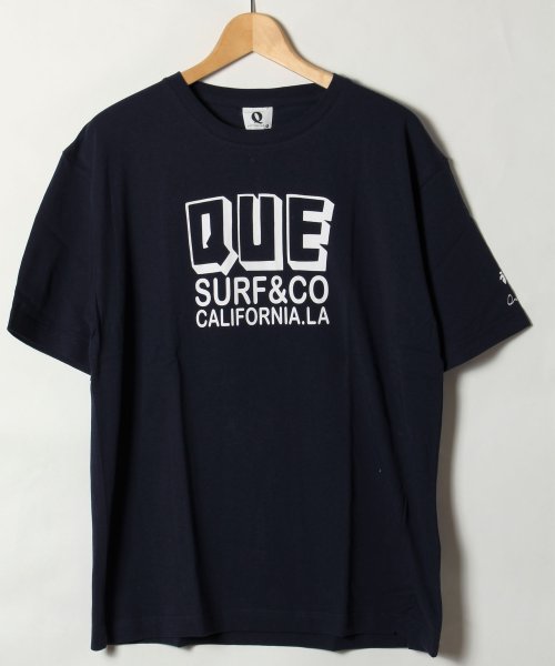 Q(キュー)/【QUE　/ キュー】　USAコットン　QUE ロゴ　SURF/サーフTEE　/ネイビー