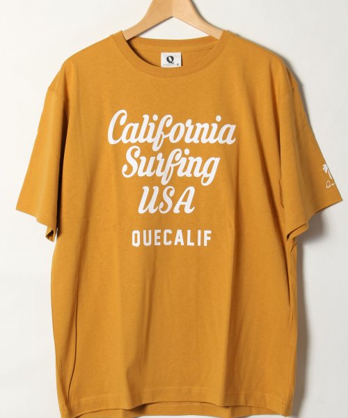 Q(キュー)/【QUE　/ キュー】　USAコットン　CALIFORNIA　SURF/サーフTEE　/ゴールド