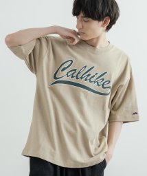 Rocky Monroe(ロッキーモンロー)/Tシャツ 半袖 カットソー メンズ レディース ビッグシルエット オーバーサイズ ゆったり ワイド クルーネック カレッジ グラフィック アップリケ ヘビーオン/ベージュ