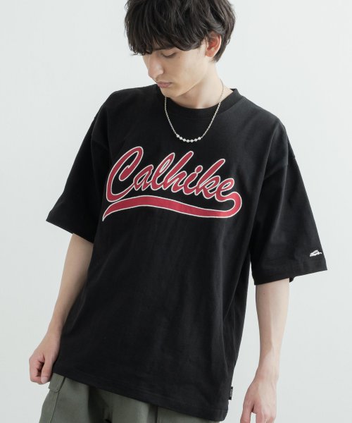 Rocky Monroe(ロッキーモンロー)/Tシャツ 半袖 カットソー メンズ レディース ビッグシルエット オーバーサイズ ゆったり ワイド クルーネック カレッジ グラフィック アップリケ ヘビーオン/チャコールグレー