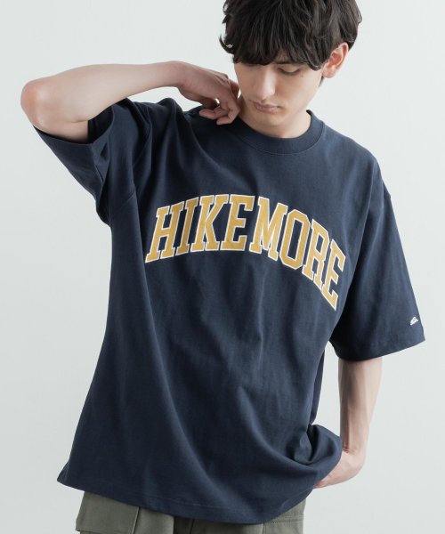 Rocky Monroe(ロッキーモンロー)/Tシャツ 半袖 カットソー メンズ レディース ビッグシルエット オーバーサイズ ゆったり ワイド クルーネック カレッジ グラフィック アップリケ ヘビーオン/ネイビー