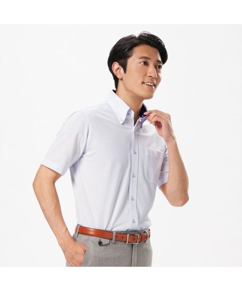 TOKYO SHIRTS(TOKYO SHIRTS)/形態安定 マイターボタンダウン 半袖ビジネスワイシャツ/パープル