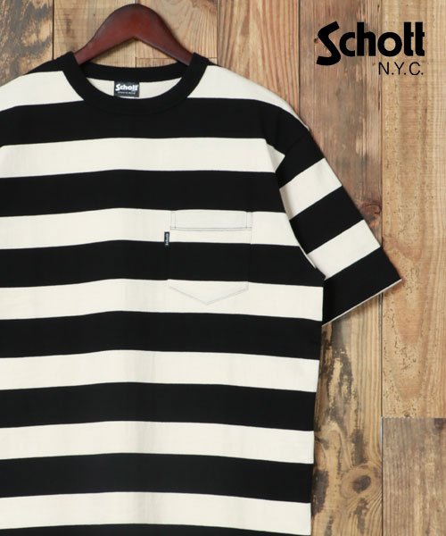 セール Schott ショット ワイドボーダー ポケットtシャツ アメカジ ワーク ルード ボーダー ユニセックス ポケt 半袖 Marukawa Shonan Marukawa Shonan Magaseek